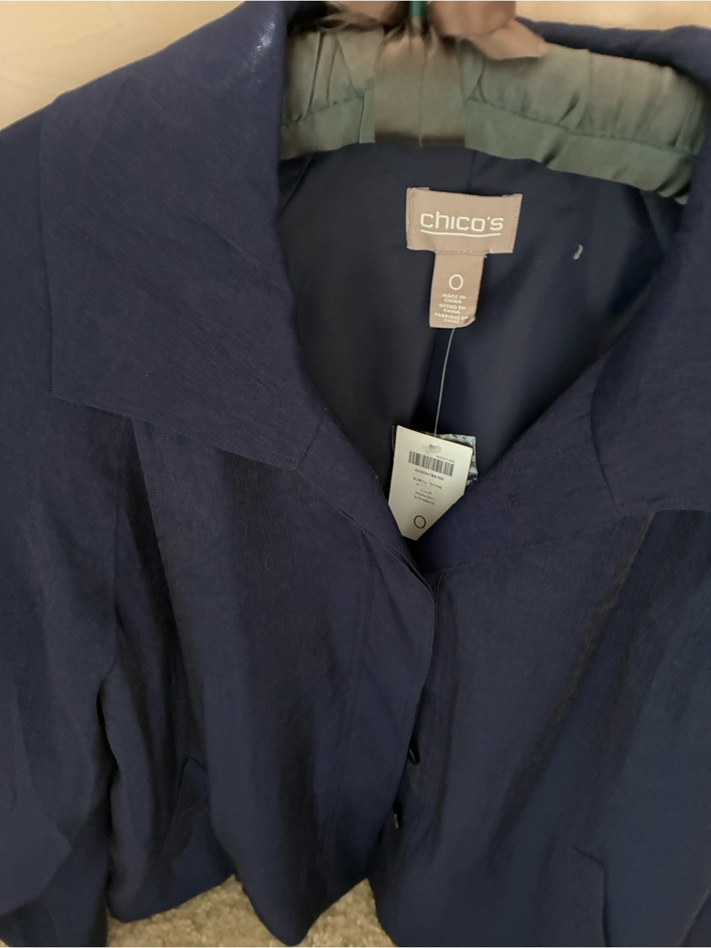 Chico Satin Coat NAVY size 0 Dark Navy Blue